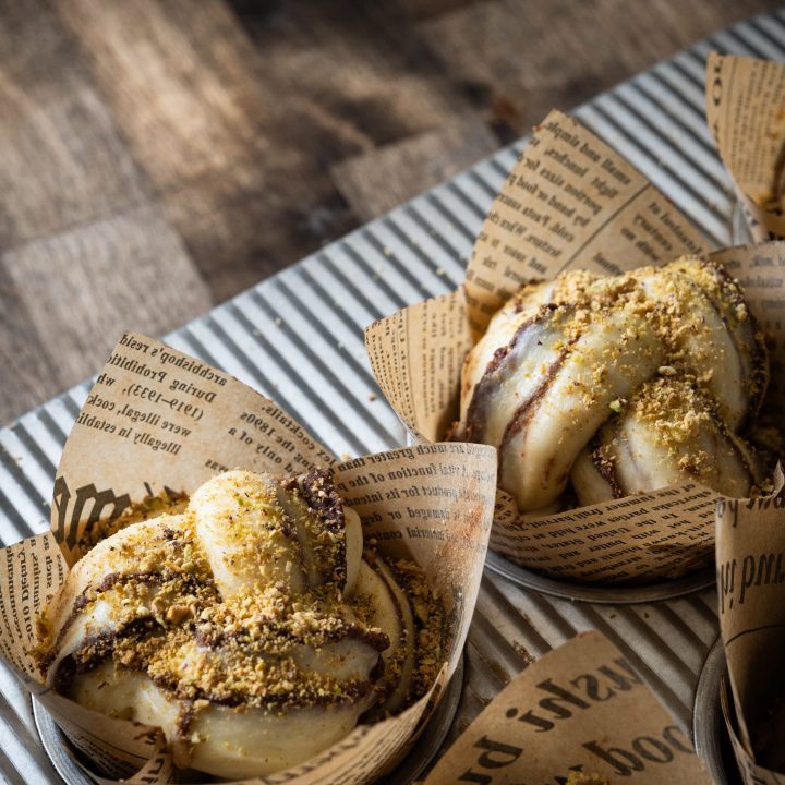 braided chocolate pistachio buns
